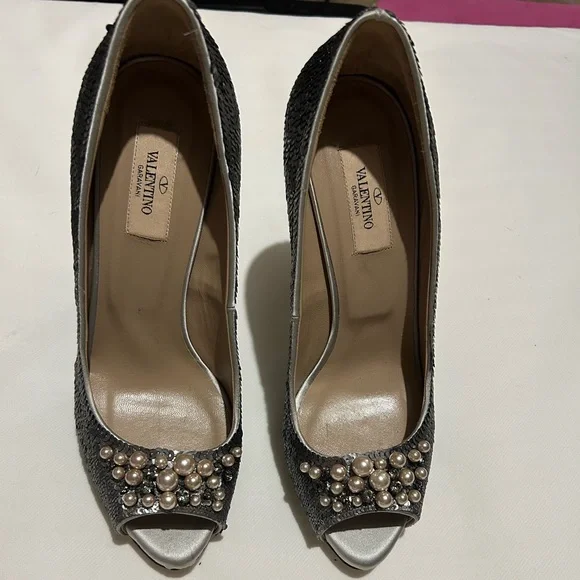 Valentino garavani sequin peep to pumps - Picture 2 of 16